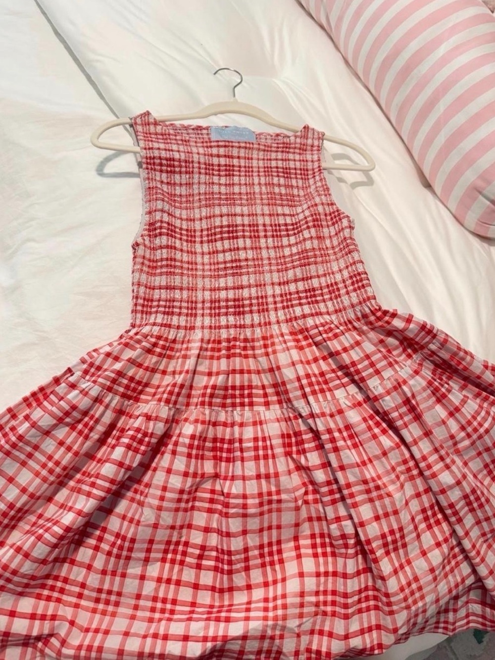 Hill House Red Plaid Sleeveless Mini Dress